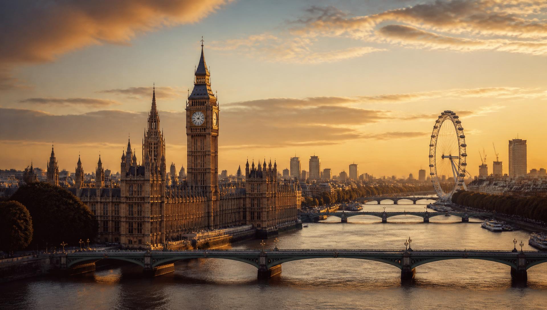 London skyline at golden hour